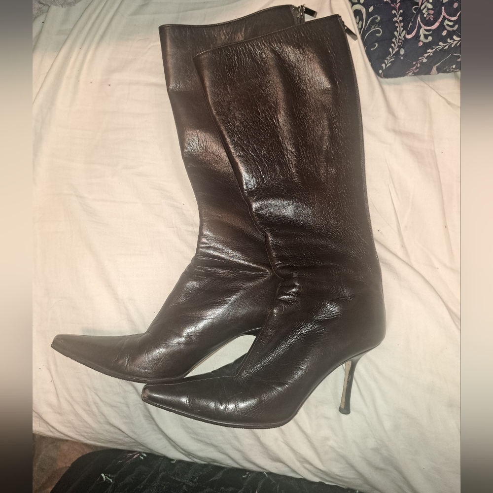 Jimmy Choo Cholocate Brown Leather Heeled Boots